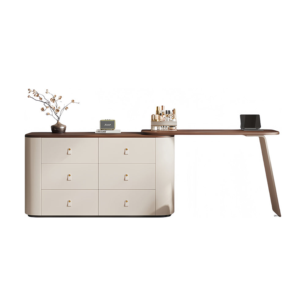 LUXORA DR1102 Dressing Leather 120cm Tabletop Expandable Solid Saddle Wood Table