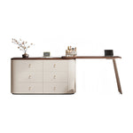 LUXORA DR1102 Dressing Leather 120cm Tabletop Expandable Solid Saddle Wood Table