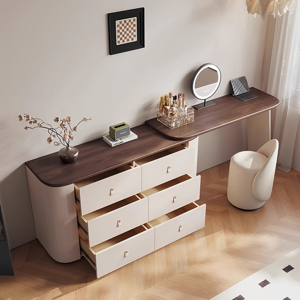 LUXORA DR1102 Dressing Leather 120cm Tabletop Expandable Solid Saddle Wood Table