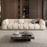 LUXORA S1006 Length Sofa Faux 264cm Wood Solid Fabric Suede Frame