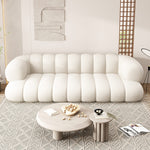 LUXORA S1008 Length Fleece Solid Fabric Wood Lamb Sofa 195/245cm Frame