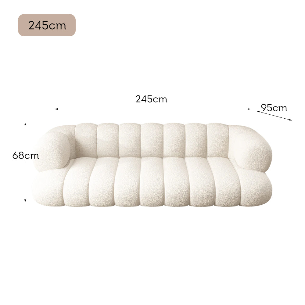 LUXORA S1008 Length Fleece Solid Fabric Wood Lamb Sofa 195/245cm Frame