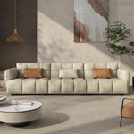 LUXORA S1030 Wood 230cm Length Microfiber Fabric Sofa Leather Solid Frame