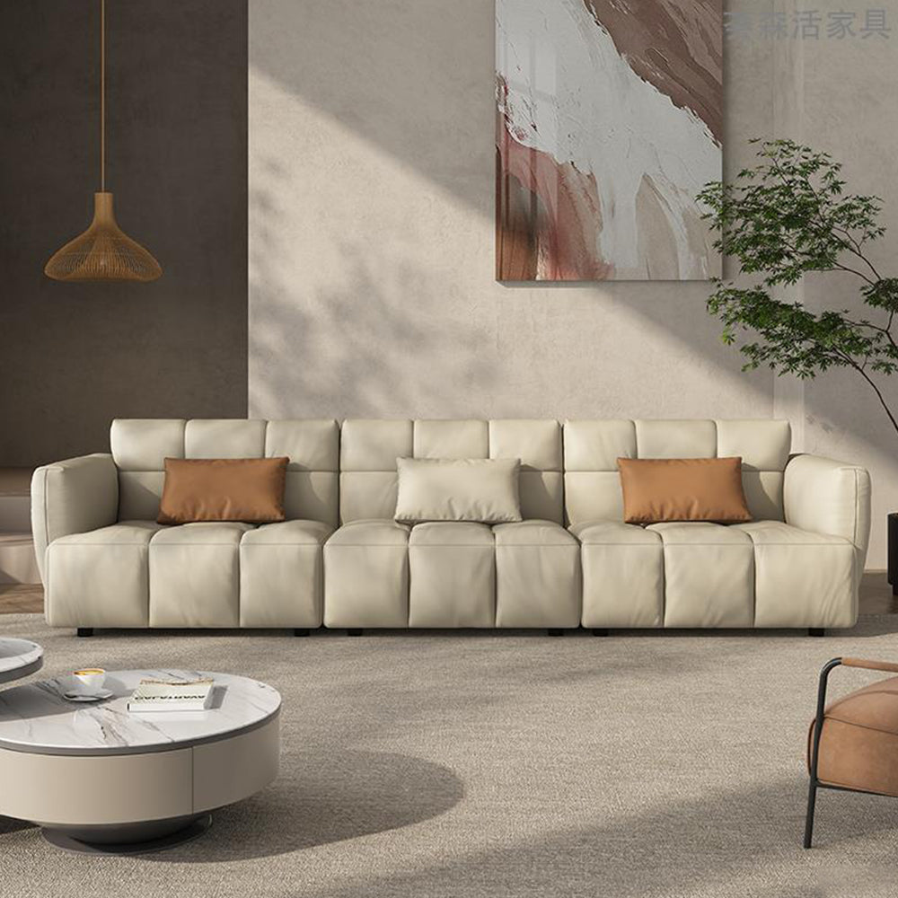 LUXORA S1030 Wood 230cm Length Microfiber Fabric Sofa Leather Solid Frame