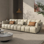LUXORA S1030 Wood 230cm Length Microfiber Fabric Sofa Leather Solid Frame