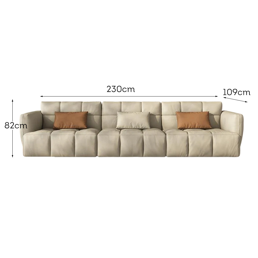 LUXORA S1030 Wood 230cm Length Microfiber Fabric Sofa Leather Solid Frame