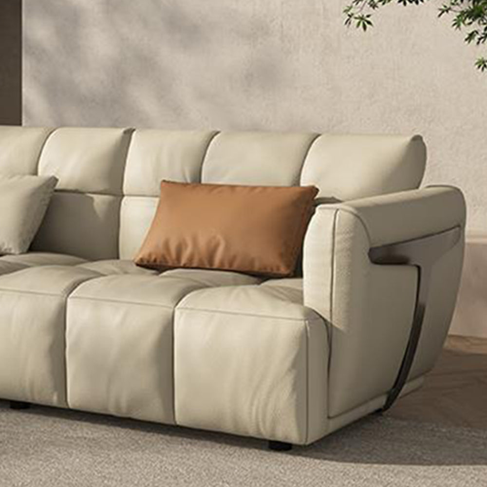 LUXORA S1030 Wood 230cm Length Microfiber Fabric Sofa Leather Solid Frame