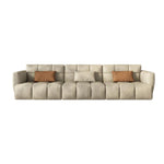 LUXORA S1030 Wood 230cm Length Microfiber Fabric Sofa Leather Solid Frame