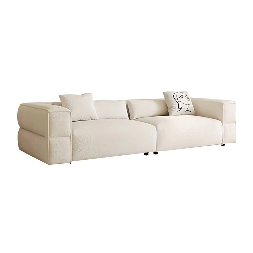 LUXORA S1046 Fleece Fabric Teddy Solid Length Sofa 210cm Wood Frame