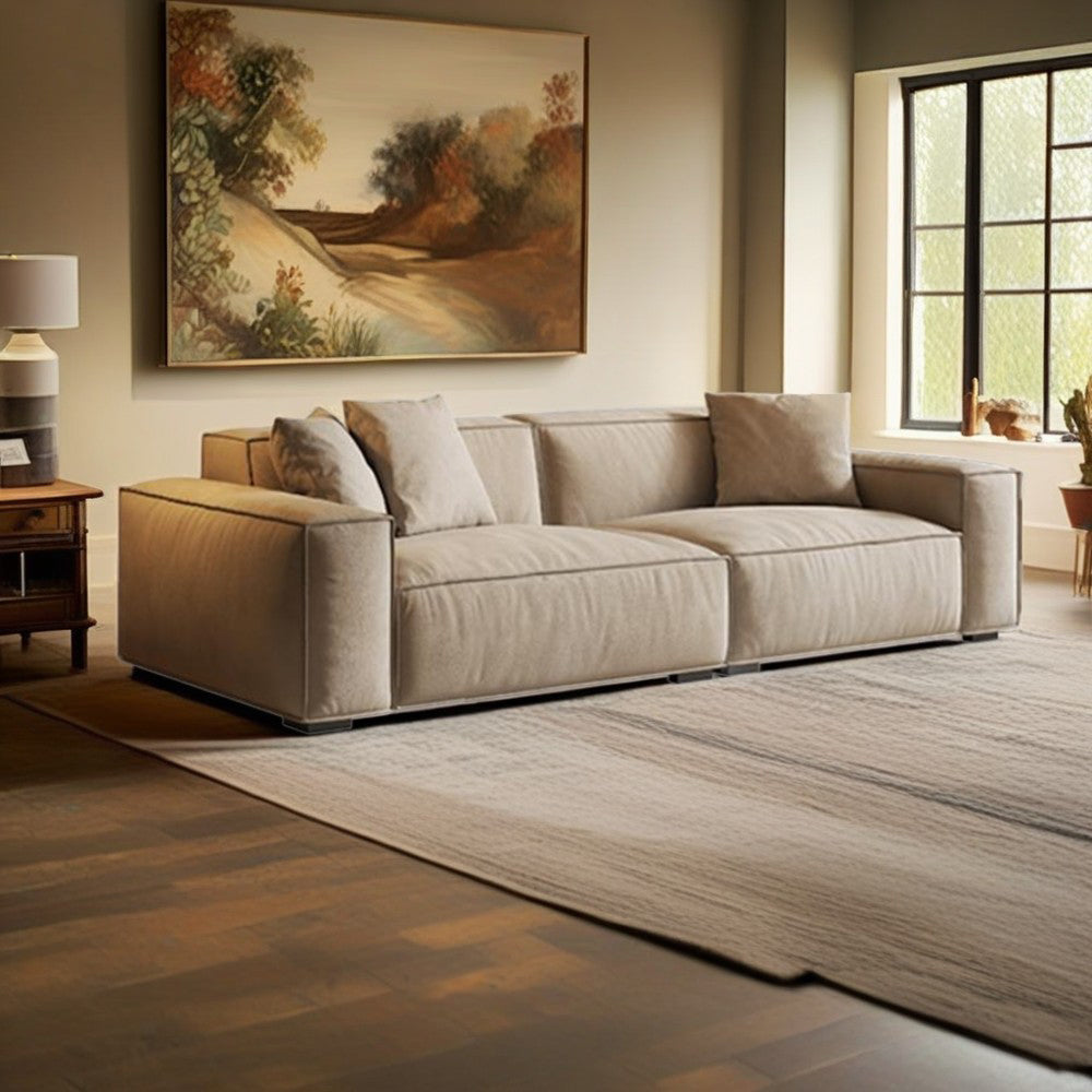 LUXORA S1064 Fabric Sofa Length Wood Leather Solid Microfiber 180/220cm Frame