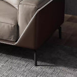 LUXORA S1121 Leather 220cm Length Wood Fabric Microfiber Sofa Solid Frame