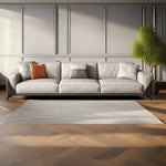 LUXORA S1121 Leather 220cm Length Wood Fabric Microfiber Sofa Solid Frame