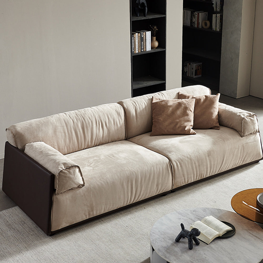 LUXORA S1154 Solid Leather Wood Fabric 220cm Length Microfiber Sofa Frame
