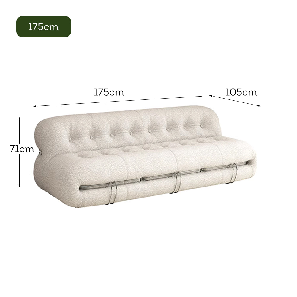 LUXORA S1167 175/215cm Length Fabric Solid Sofa Fleece Wood Lamb Frame