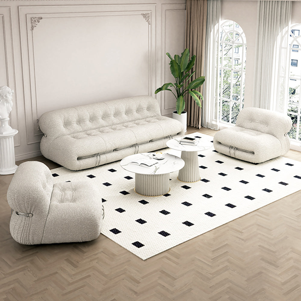 LUXORA S1167 175/215cm Length Fabric Solid Sofa Fleece Wood Lamb Frame