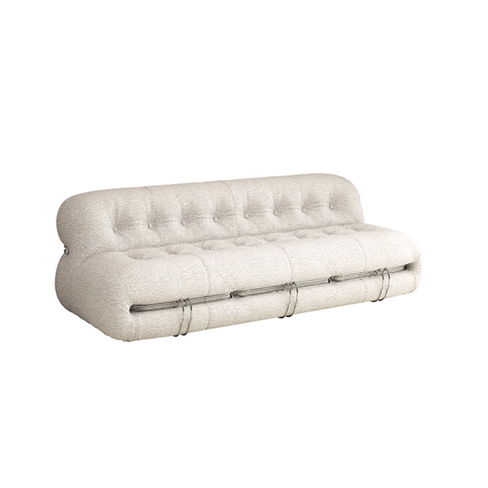 LUXORA S1167 175/215cm Length Fabric Solid Sofa Fleece Wood Lamb Frame