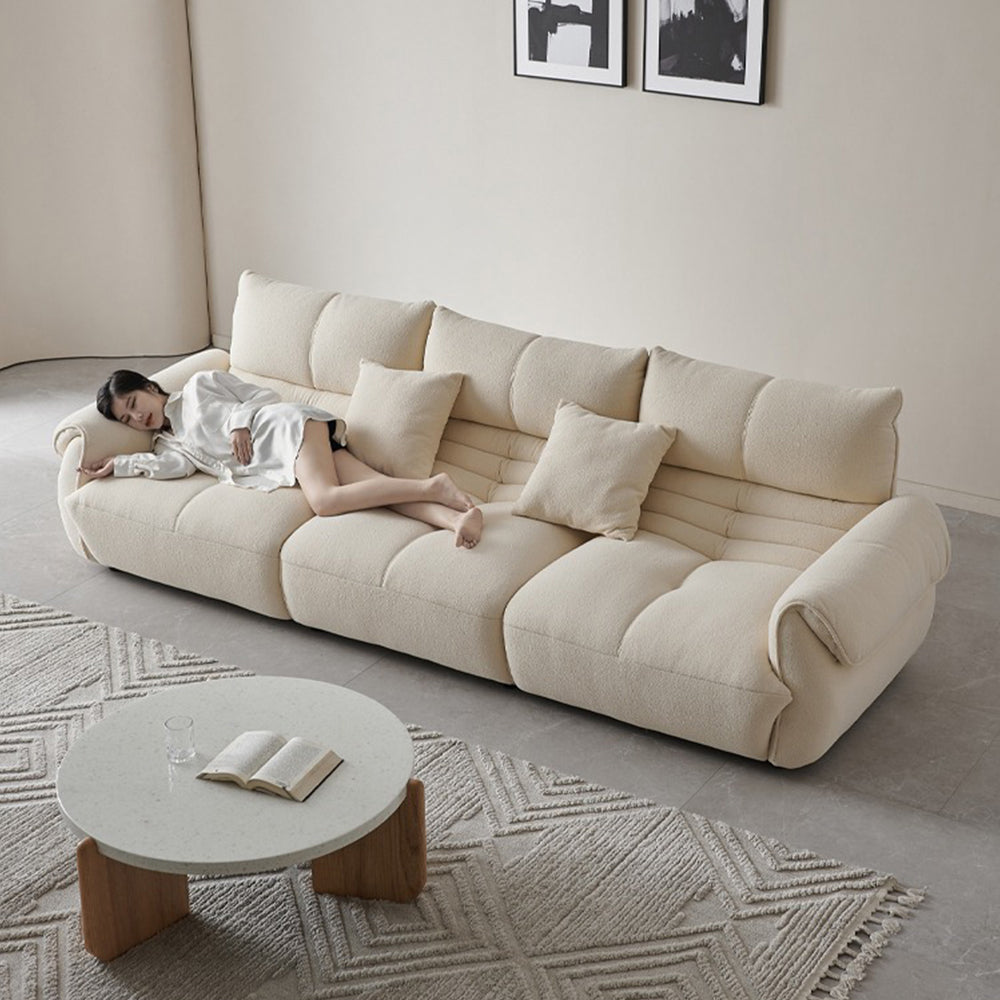 LUXORA S1194 Fabric Length Sofa 215cm Microfiber Wood Leather Solid Frame