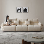 LUXORA S1194 Fabric Length Sofa 215cm Microfiber Wood Leather Solid Frame
