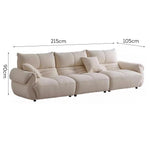 LUXORA S1194 Fabric Length Sofa 215cm Microfiber Wood Leather Solid Frame
