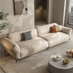 LUXORA S1198 Solid Length Leather Microfiber 186/226cm Fabric Sofa Wood Frame
