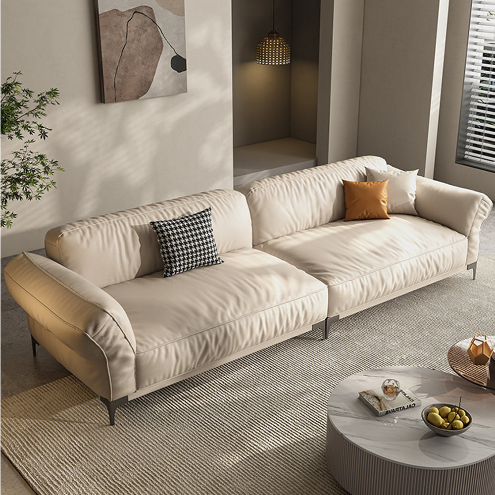 LUXORA S1198 Solid Length Leather Microfiber 186/226cm Fabric Sofa Wood Frame