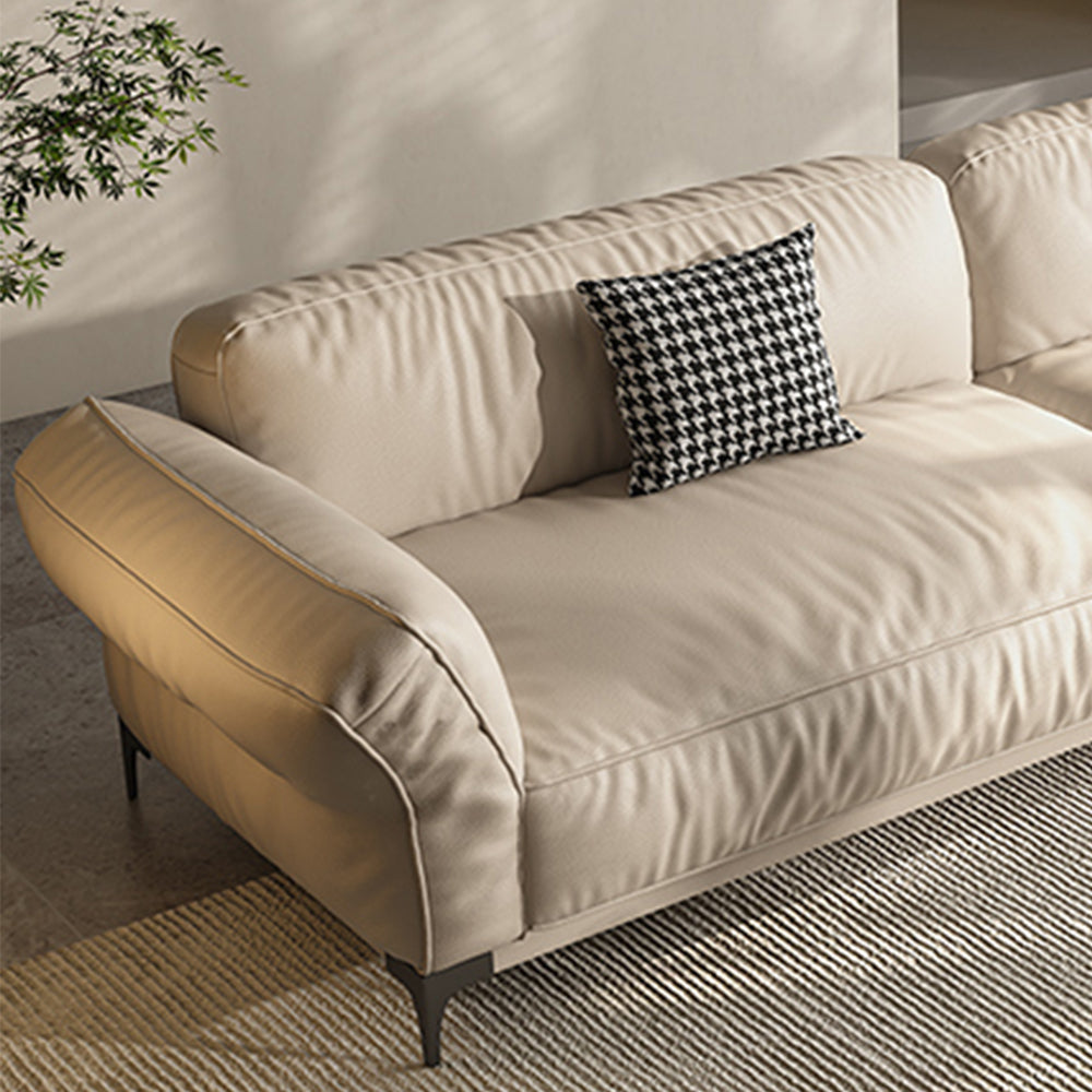 LUXORA S1198 Solid Length Leather Microfiber 186/226cm Fabric Sofa Wood Frame