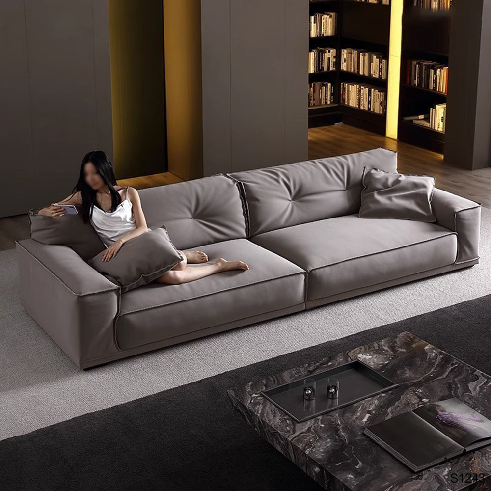 LUXORA S1243 220cm Microfiber Length Wood Solid Leather Fabric Sofa Frame