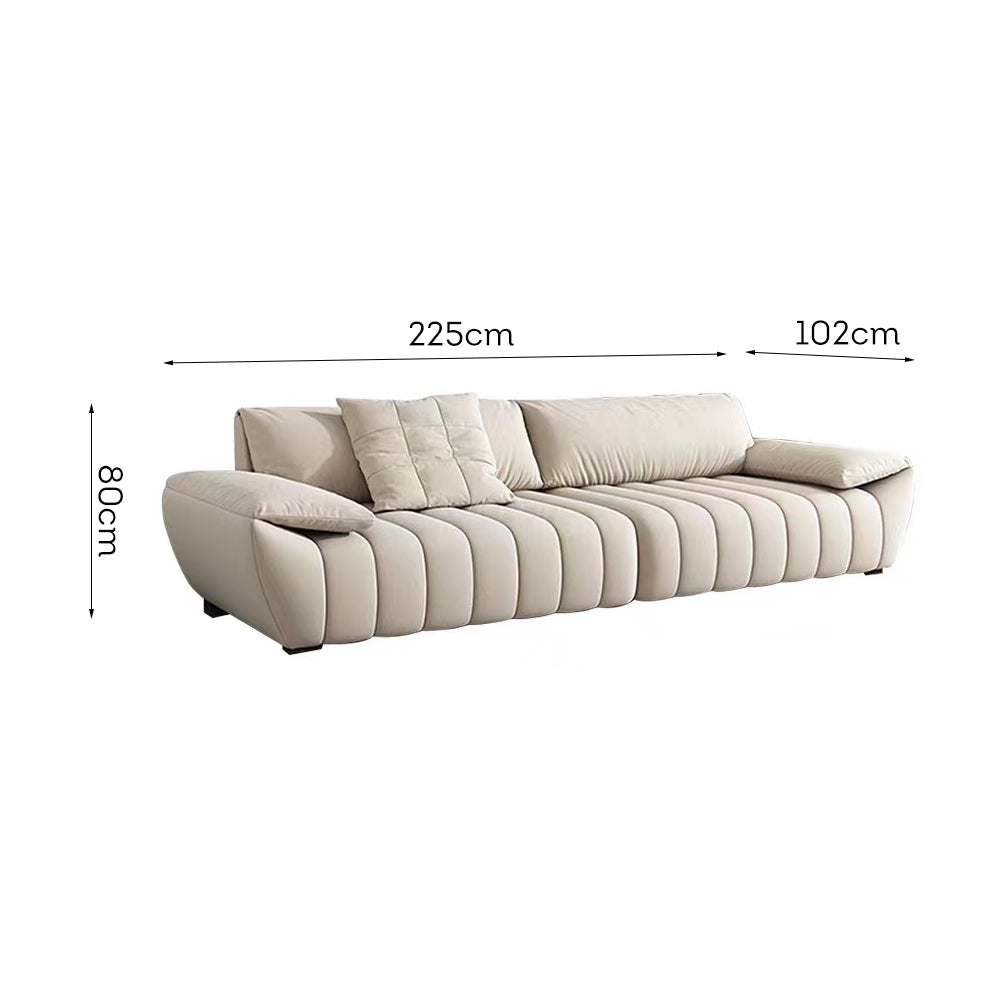 LUXORA S1255 Wood Sofa Length Fabric Leather 225cm Microfiber Solid Frame