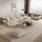 LUXORA S1276 285CM Wood Solid Leather Microfiber Fabric Length Sofa Frame