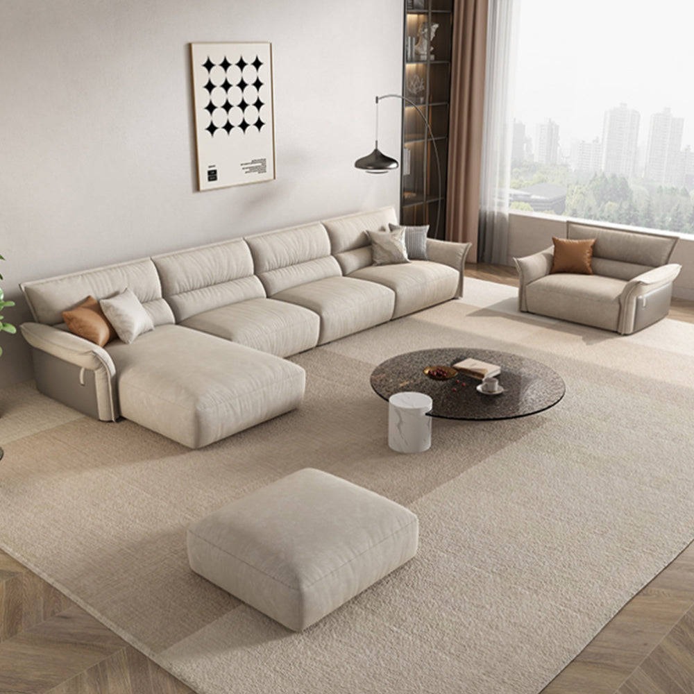 LUXORA S1276 285CM Wood Solid Leather Microfiber Fabric Length Sofa Frame