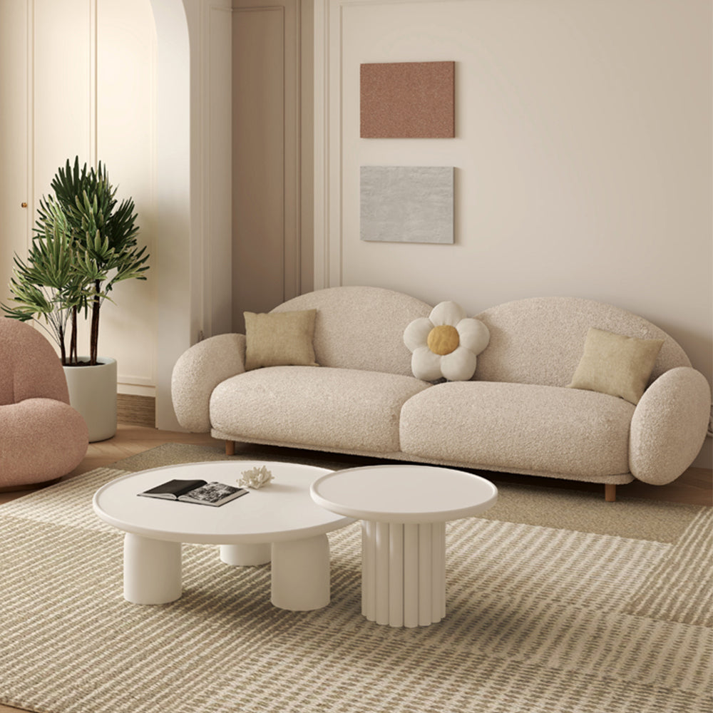LUXORA S1286 Minimalist Style Solid Teddy Wood 230cm Sofa Fashionable Fabric
