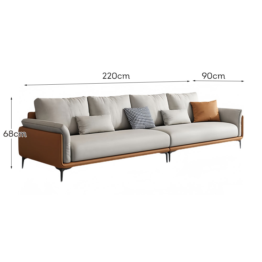 LUXORA S1313 Sofa Fabric Leather 210CM Microfiber Wood Length Solid Frame