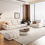 LUXORA S1314 250cm Fabric Microfiber Wood Sofa Leather Length Solid Frame