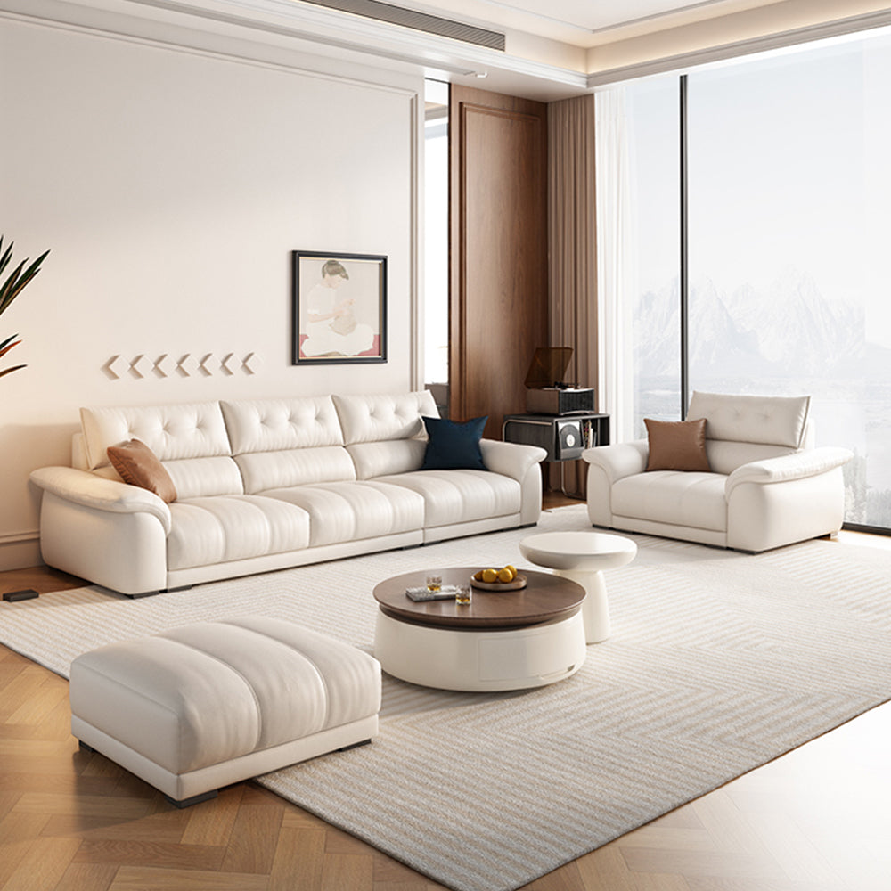 LUXORA S1314 250cm Fabric Microfiber Wood Sofa Leather Length Solid Frame