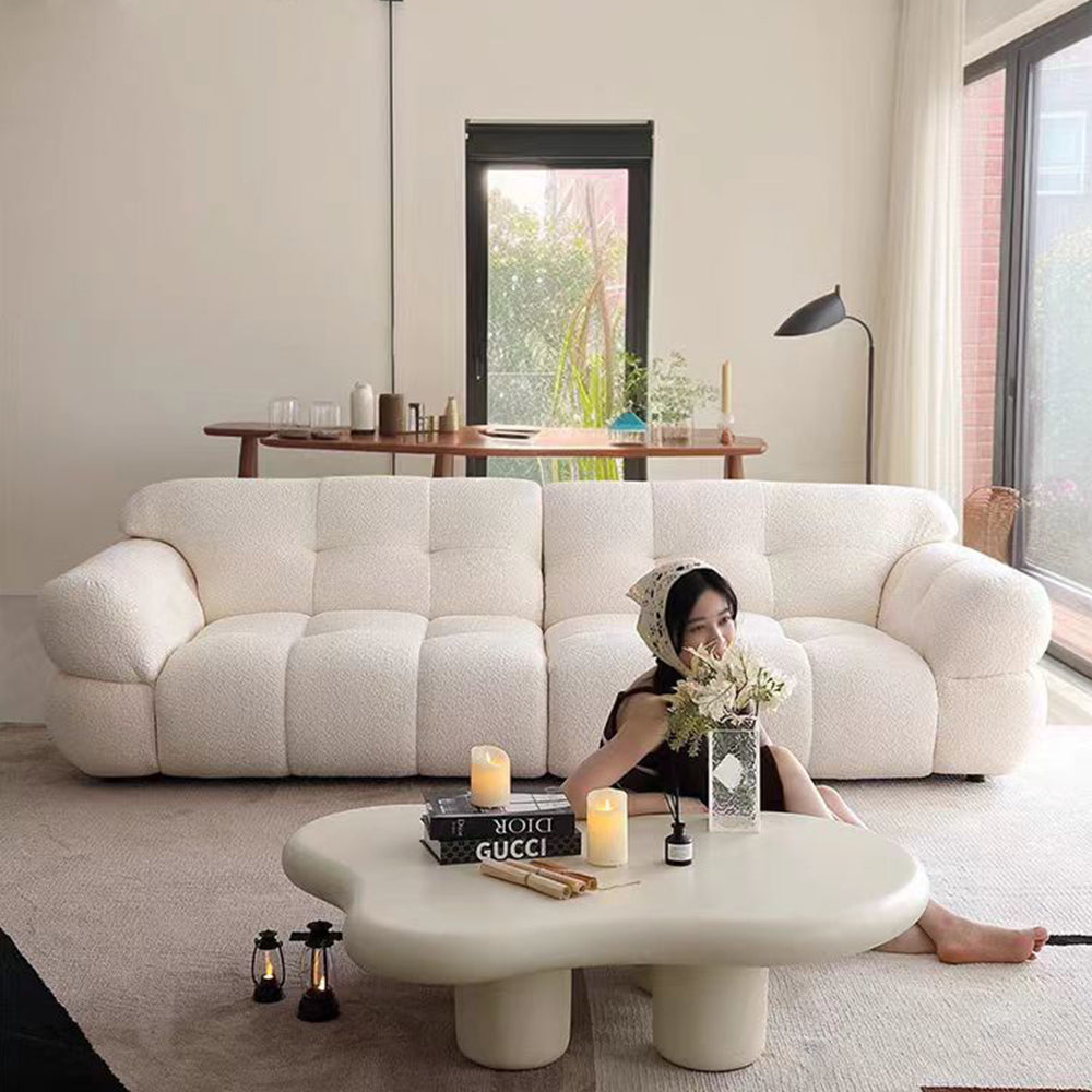 LUXORA S1470 Sofa Solid Style Minimalist 220-240cm Lambswool Fashionable Wood Fabric