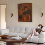 LUXORA S1470 Sofa Solid Style Minimalist 220-240cm Lambswool Fashionable Wood Fabric