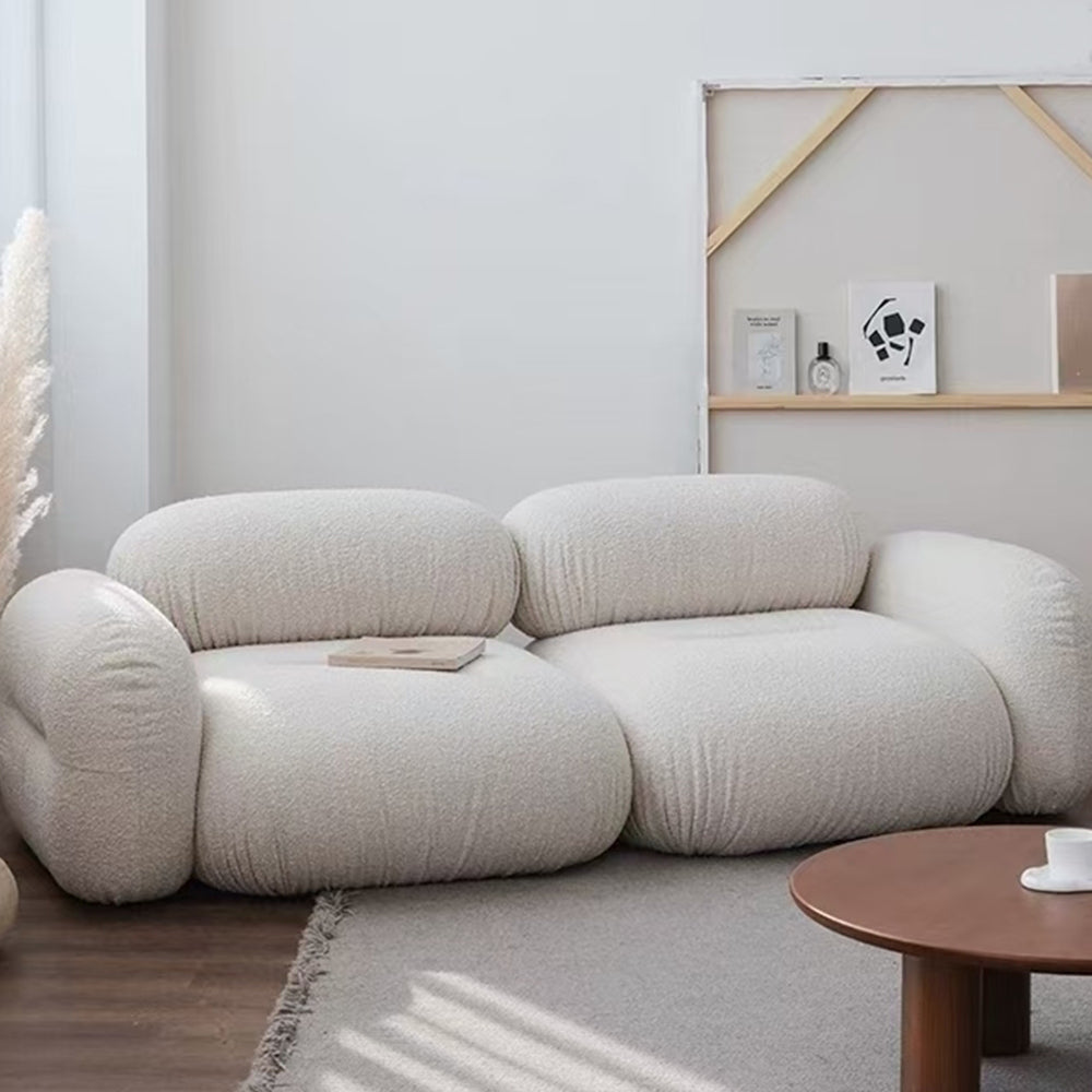 LUXORA S1491 Minimalist Solid Teddy Wood Fashionable Sofa Style 210-240cm Fabric