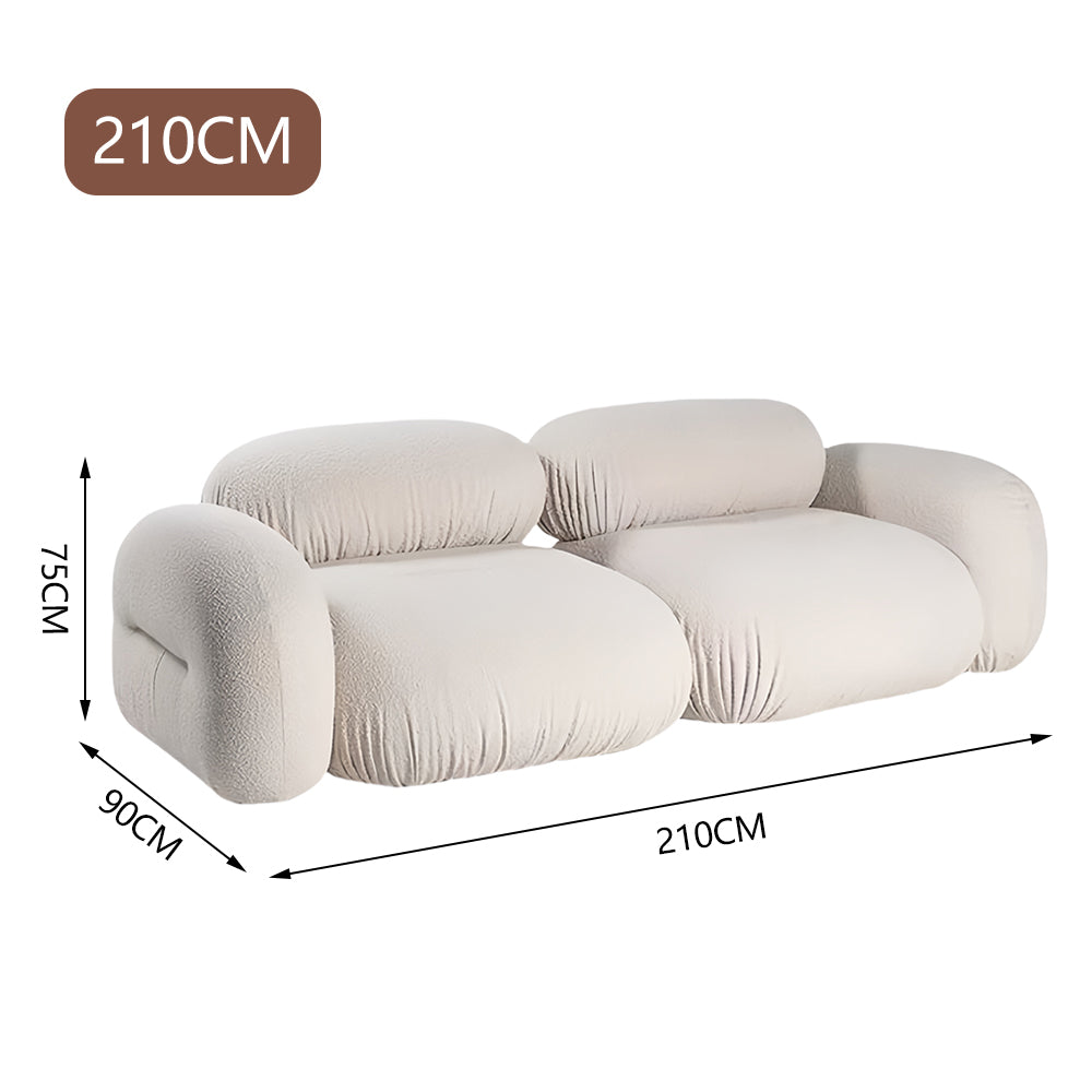 LUXORA S1491 Minimalist Solid Teddy Wood Fashionable Sofa Style 210-240cm Fabric