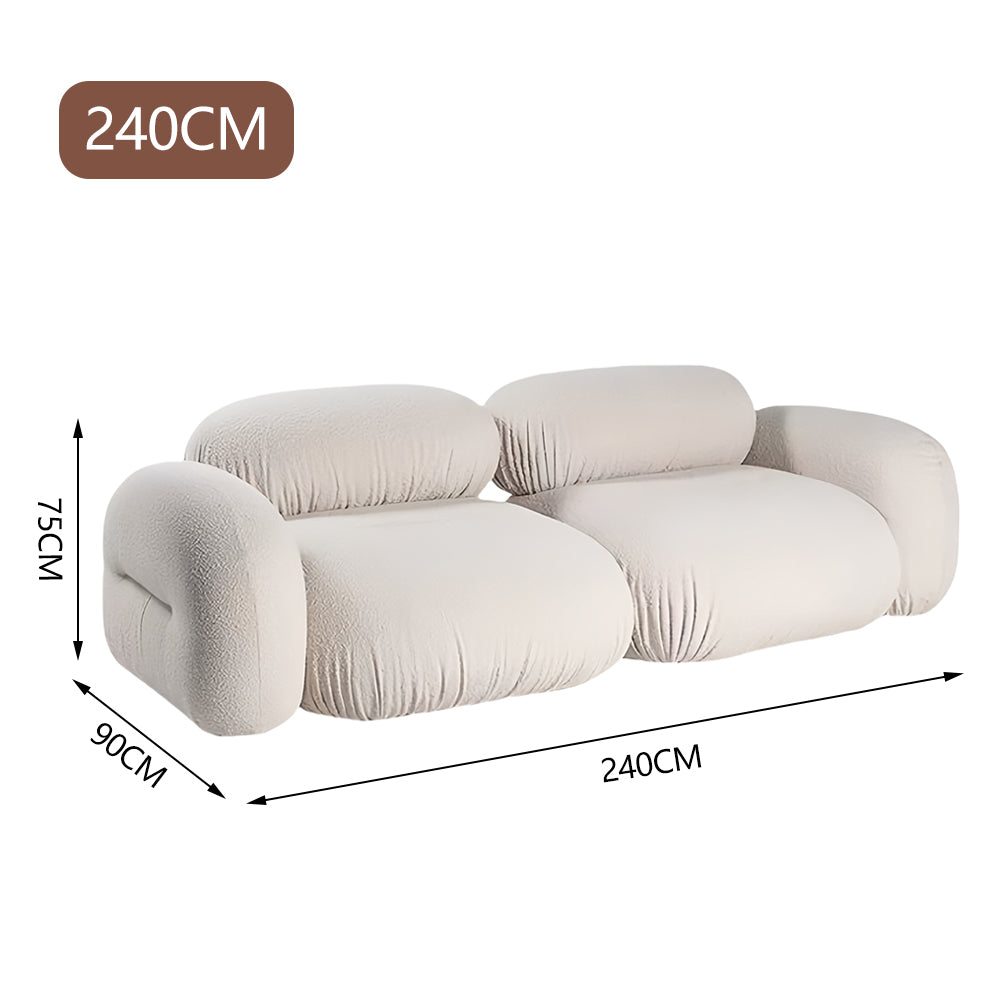LUXORA S1491 Minimalist Solid Teddy Wood Fashionable Sofa Style 210-240cm Fabric