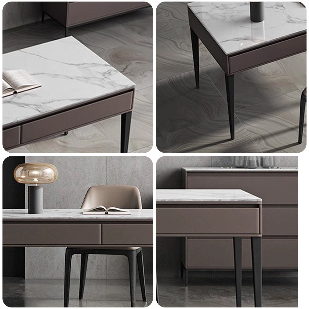 LUXORA WD1003 Office Desk 120/140/160cm Sintered Drawer Stone With Length Tabletop
