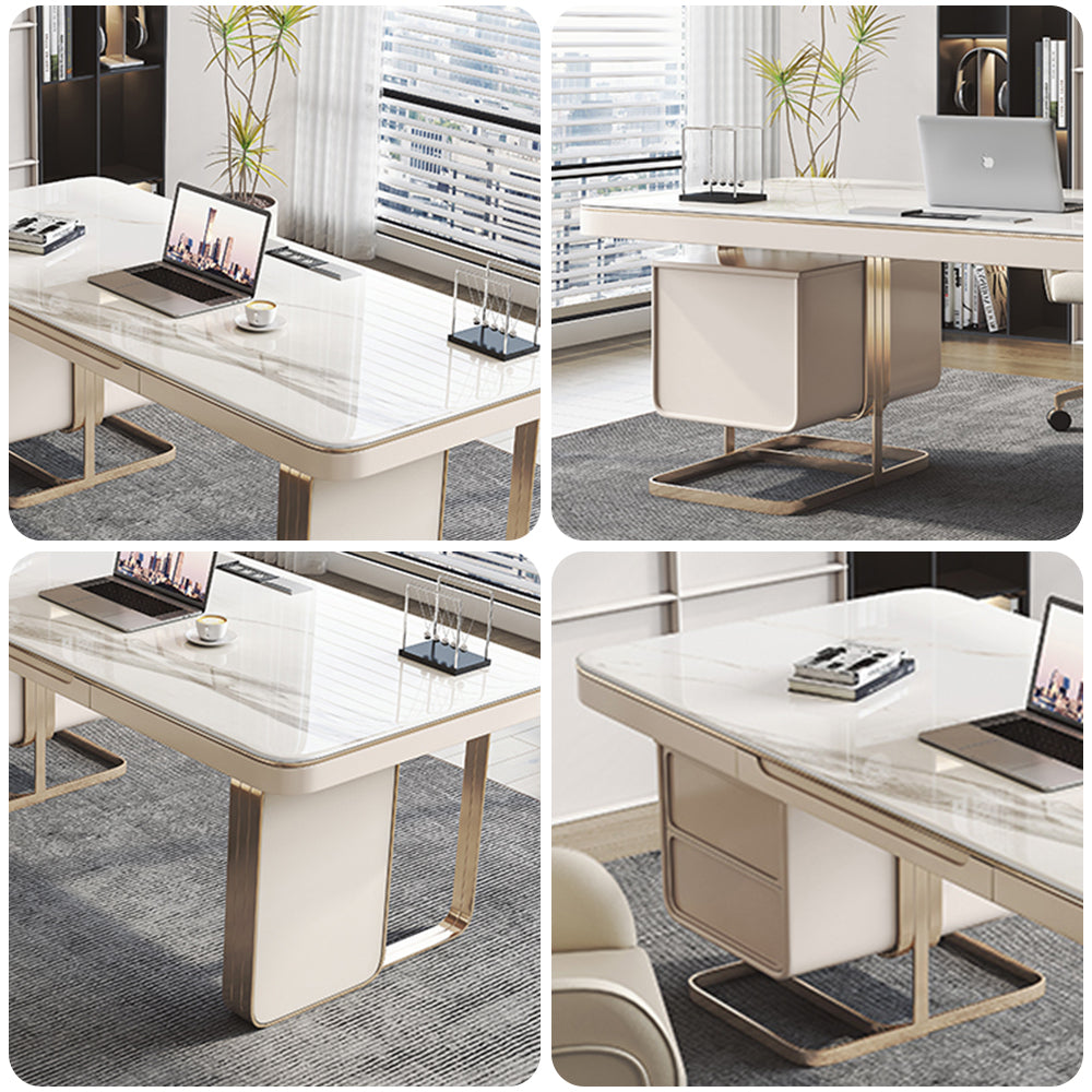 LUXORA WD1017 Desk 140/160/180/200cm Length Office Sintered Stone Tabletop