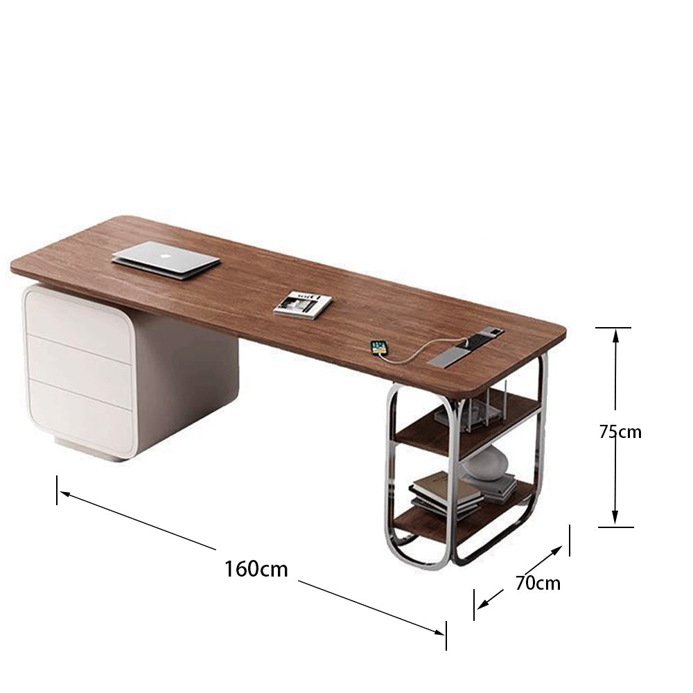 LUXORA WD1047 Solid Minimalist Walnut-Colored Style 140/160/180cm Wood Desk