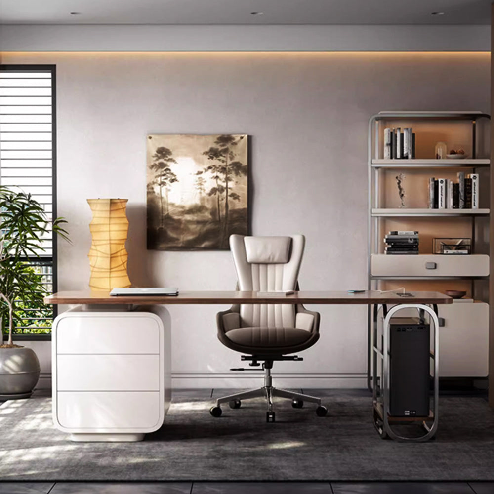 LUXORA WD1047 Solid Minimalist Walnut-Colored Style 140/160/180cm Wood Desk