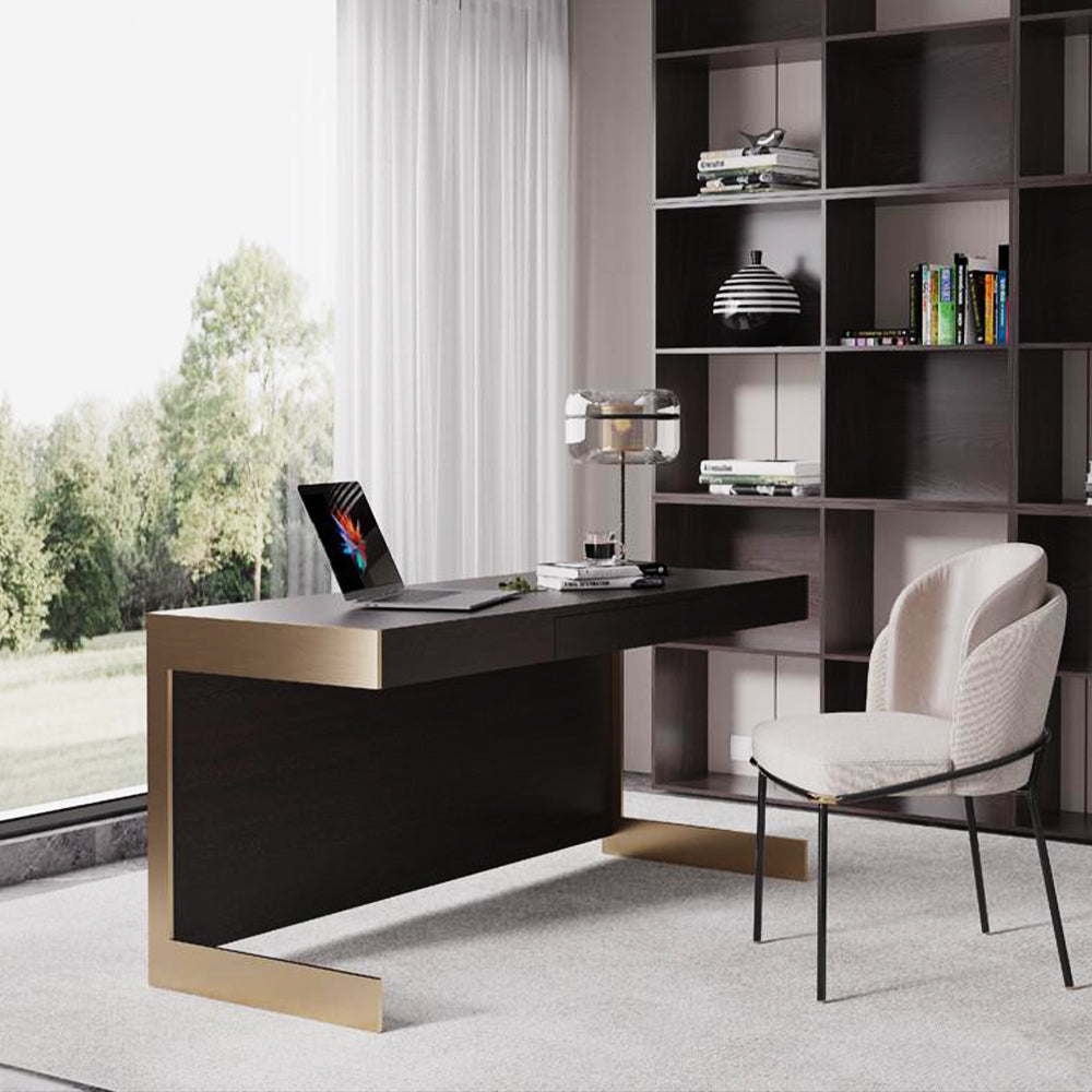 LUXORA WD1057 140/160cm Wood Luxury Solid Smoked-Colored Style Light Desk