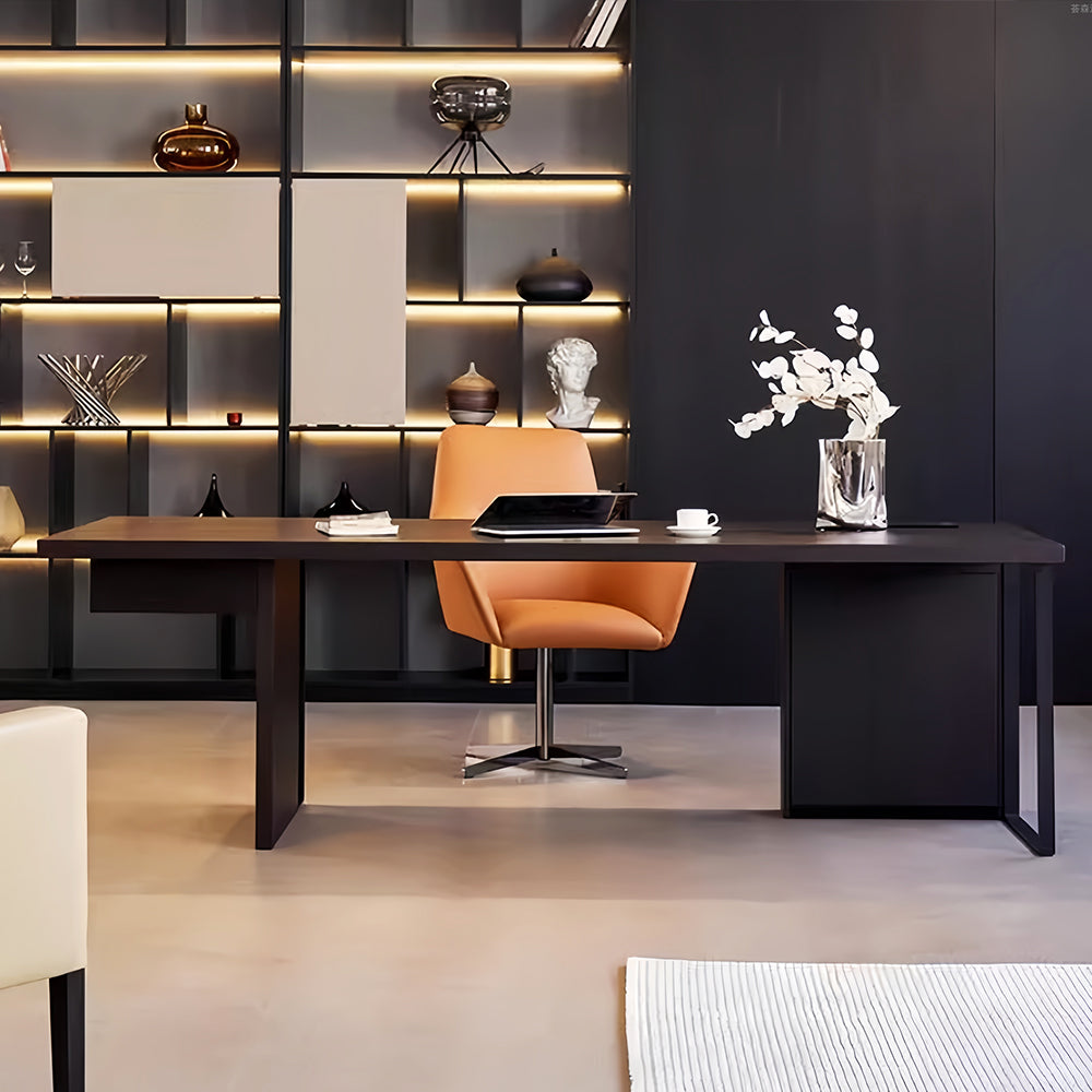 LUXORA WD1060 Wood 140/160/180/200cm Style Light Solid Luxury Smoked-Colored Desk
