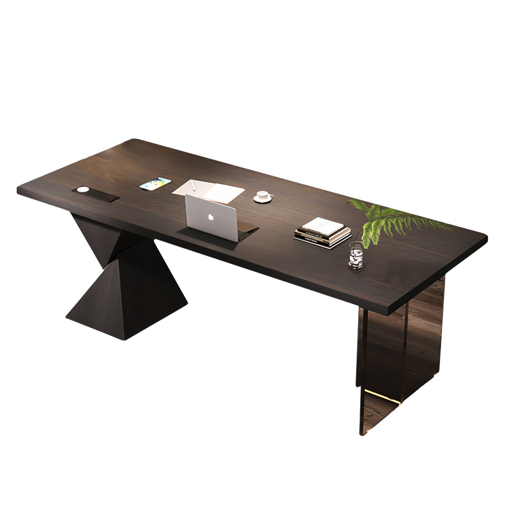 LUXORA WD1061 Style Smoked-Colored 140/160/180/200cm Luxury Light Solid Wood Desk