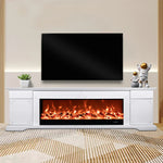 LIVARA 650S Control, TV Flame - Stylish Fireplace Wood Core Cabinet with Frame Effect, Remote Solid - 3D Dual Options Durable Design Electric 12W/750-1500W, White
