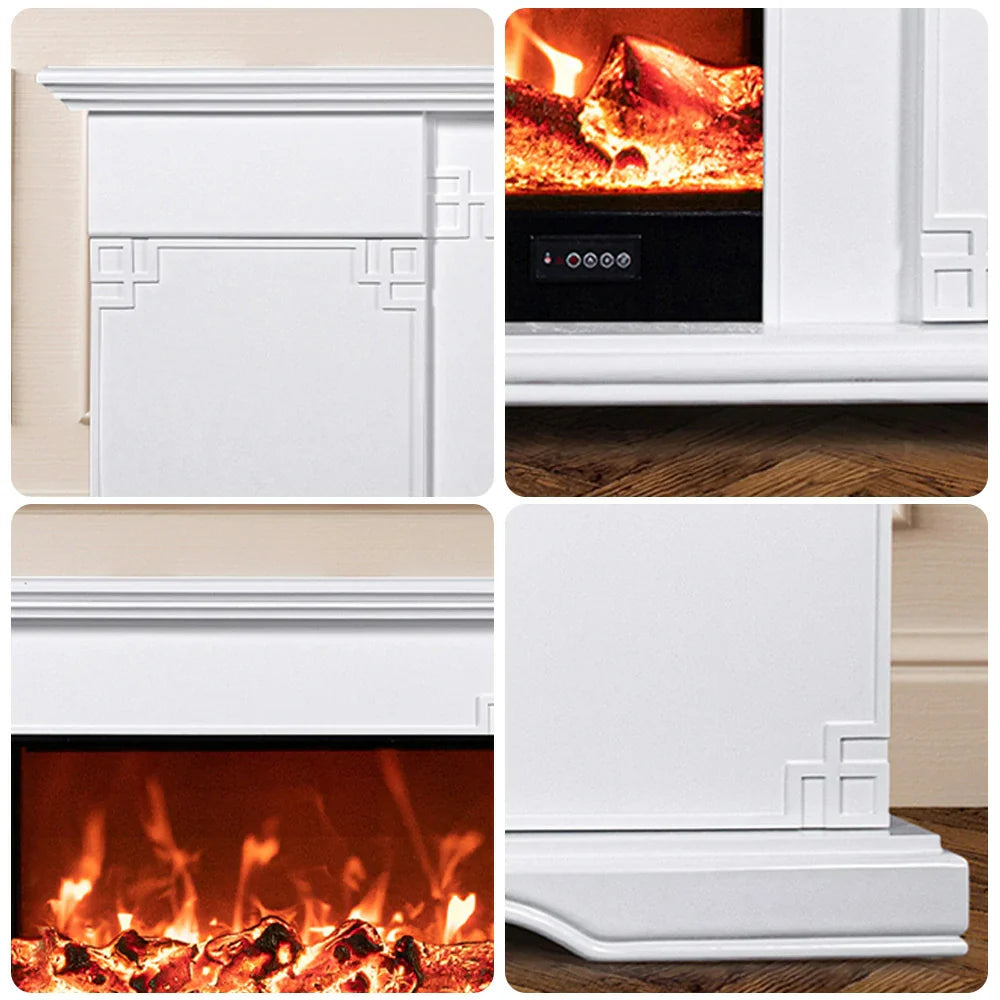 LIVARA 650S Control, TV Flame - Stylish Fireplace Wood Core Cabinet with Frame Effect, Remote Solid - 3D Dual Options Durable Design Electric 12W/750-1500W, White