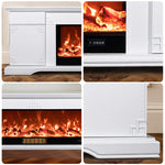 LIVARA 650S Control, TV Flame - Stylish Fireplace Wood Core Cabinet with Frame Effect, Remote Solid - 3D Dual Options Durable Design Electric 12W/750-1500W, White