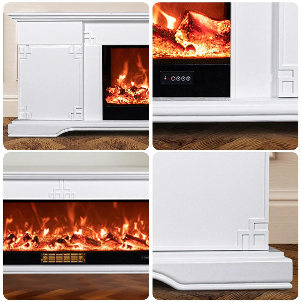 LIVARA 650S Control, TV Flame - Stylish Fireplace Wood Core Cabinet with Frame Effect, Remote Solid - 3D Dual Options Durable Design Electric 12W/750-1500W, White